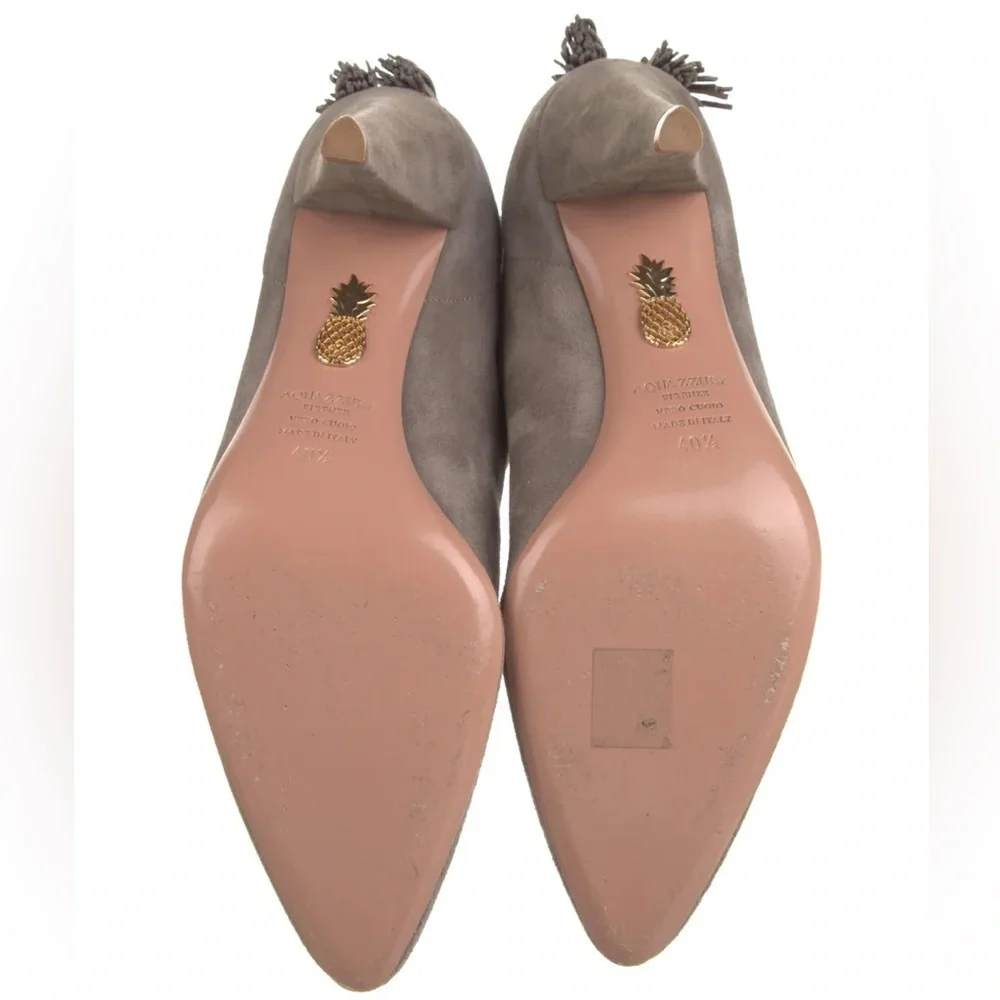 AQUAZZURA‎ X Claudia Schiffer Pointed-Toe Grey Ankle Boots